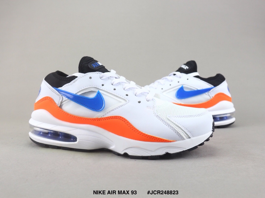 Men Nike Air Max 93 White Orange Blue Black Running Shoes
